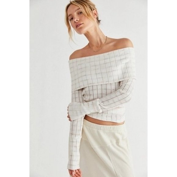 FREE PEOPLE Snowbunny Girlfriend Rib Top - IVORY NWT - Picture 1 of 5
